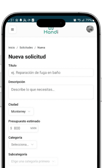 Crea tu solicitud de servicio
